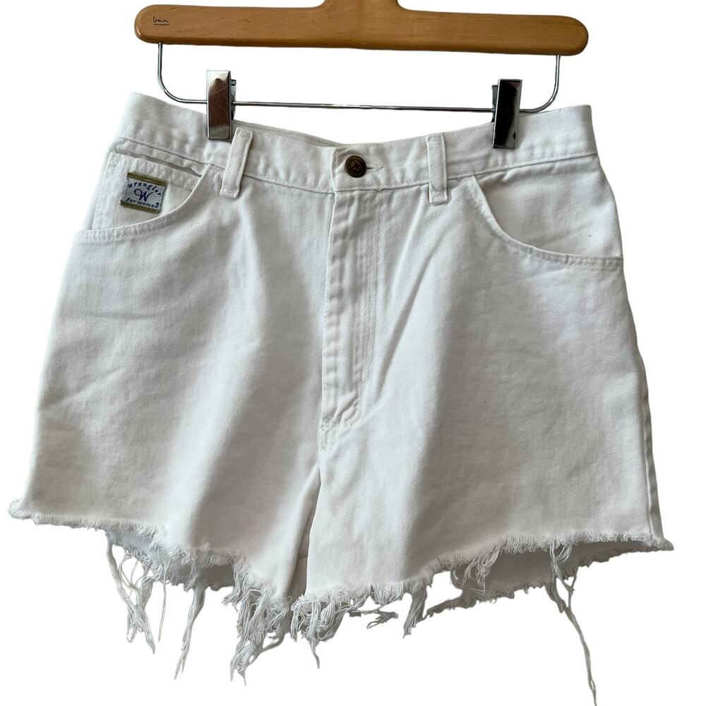 Vintage Wrangler High Waisted White Denim Cut Off Shorts